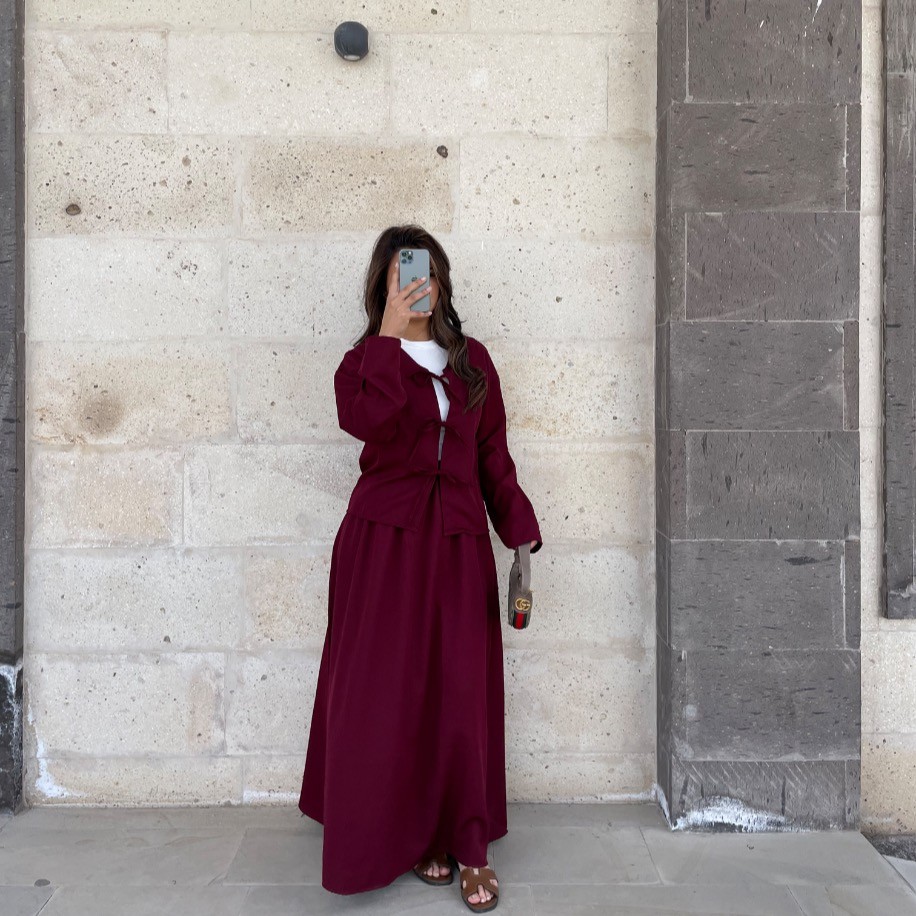 Kimono etek takım - Bordo