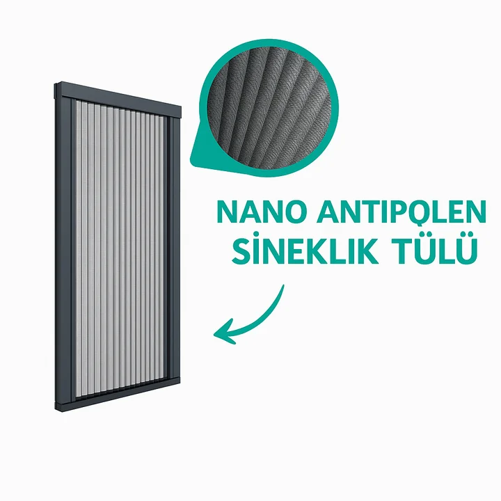 Anti-Polen akordeon Kapı Sinekliği (Max 90x210) - Antrasit