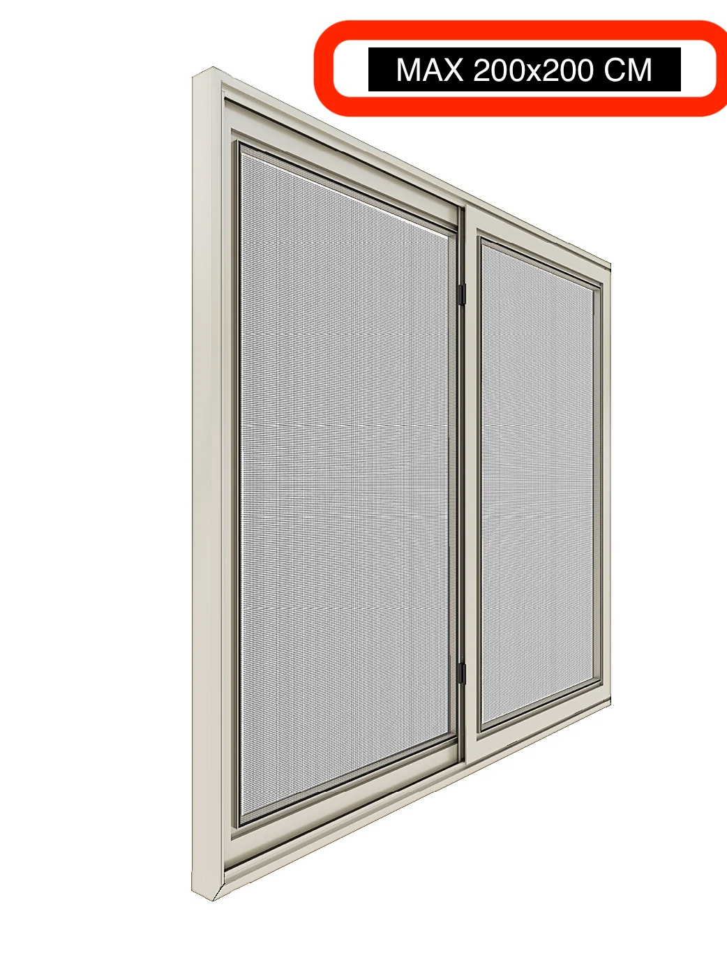 Cam Balkon Sinekliği(Max 200x200 cm) Çift Kanatlı Sürme Sineklik - Naturel