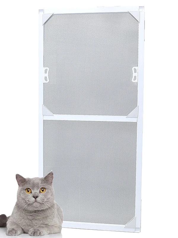 KEDİ Tüllü SABİT SÖK TAK Kapı (Max 90x210) Sinekliği Özel Ölçü Verebilirsin (Pabuçlu & Dıştan Takma) - Beyaz