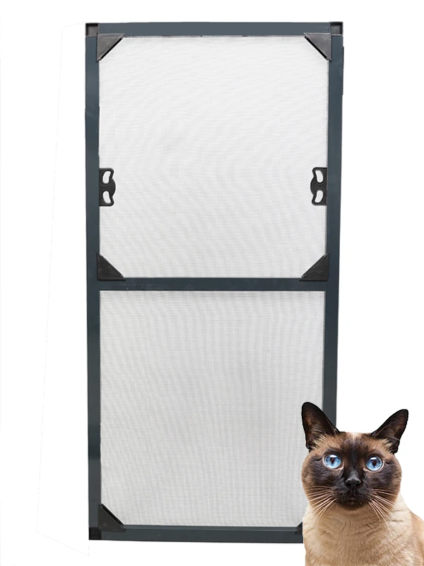 KEDİ Tüllü SABİT SÖK TAK Kapı (Max 90x210) Sinekliği Özel Ölçü Verebilirsin (Pabuçlu & Dıştan Takma) - Antrasit