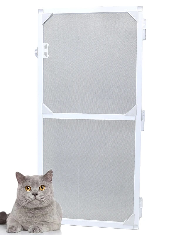 KEDİ Tüllü Menteşeli KAPI Sinekliği (PET TÜL) 90x210 Cm. Özel Ölçü Verebilirsiniz. - Beyaz