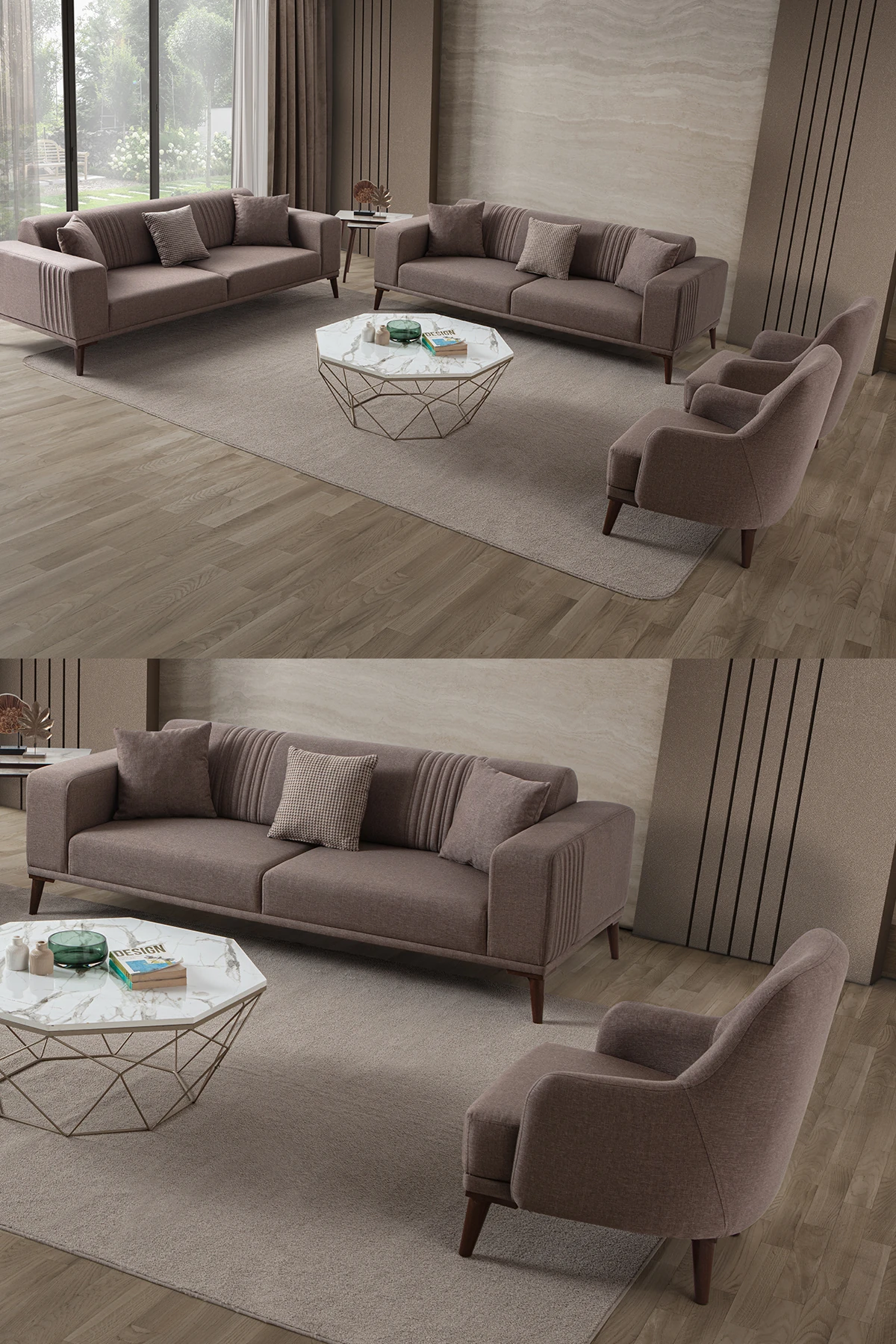 Regnar 3+3+1+1 Koltuk Takımı Kahverengi