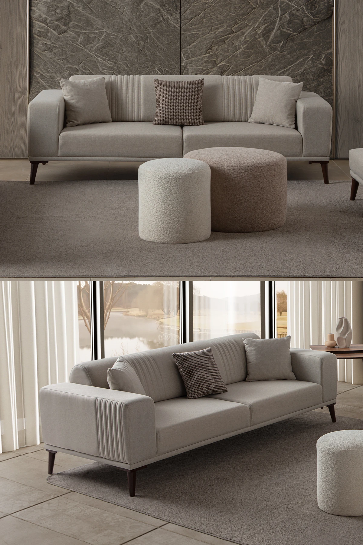 Regnar Üçlü Koltuk Krem