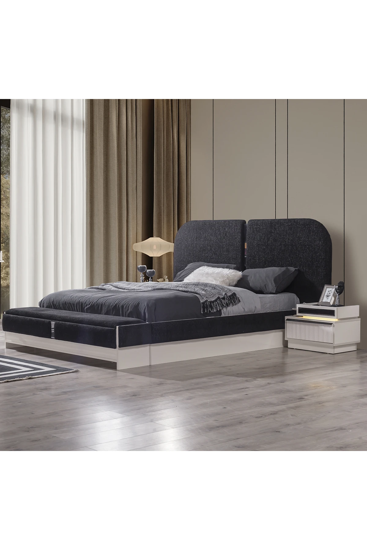 Diamond Bazalı Benchli Karyola