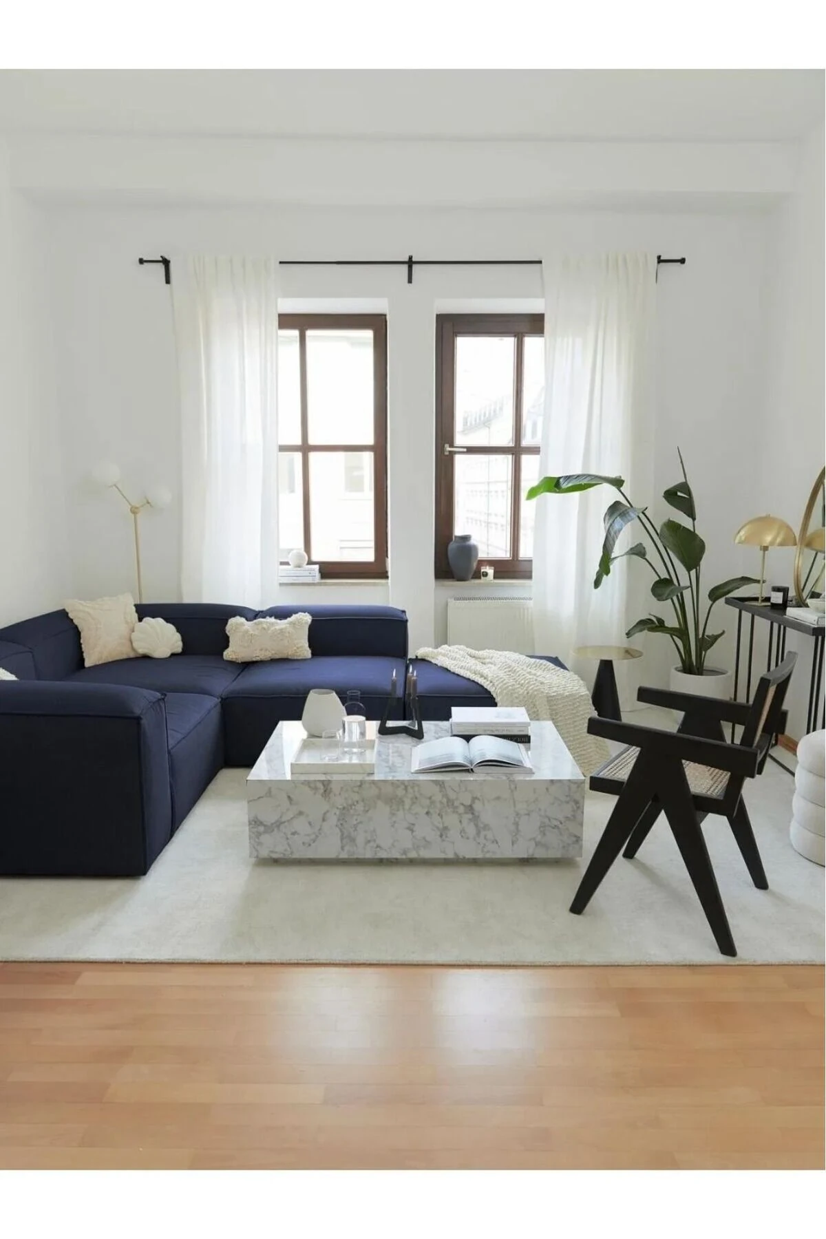 Mira Relax 4 Modül Köşe Koltuk Keten Lacivert