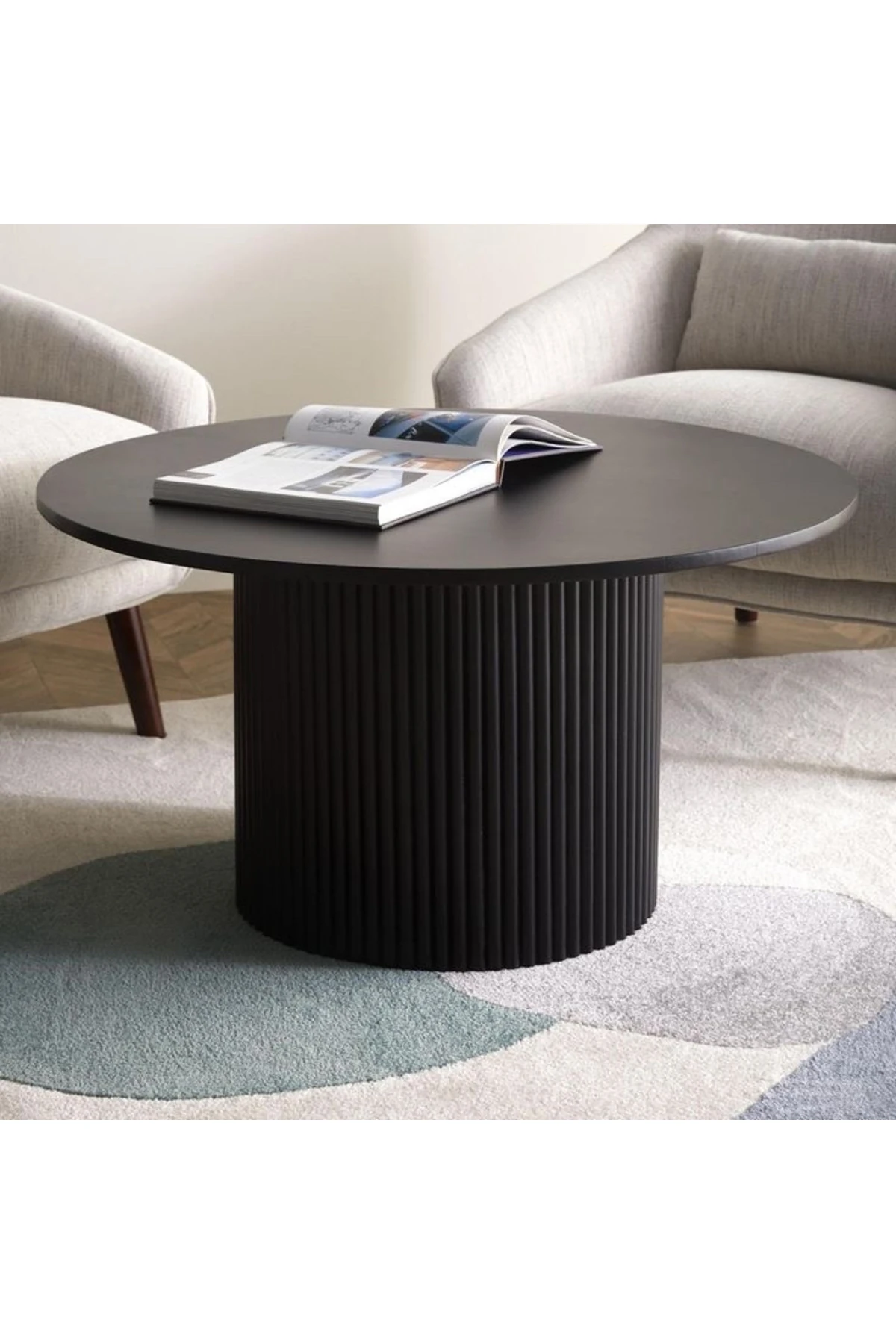 Bella Tasarım Yuvarlak Siyah Sehpa