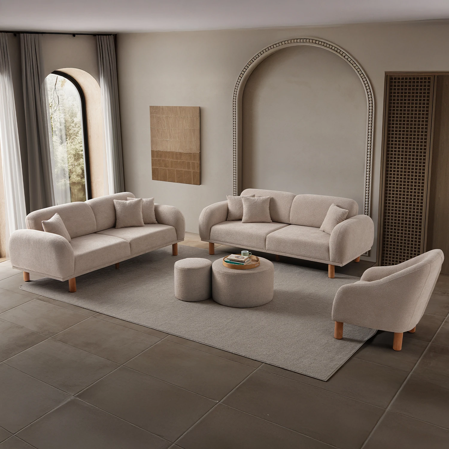 Regnum Koltuk Takımı 3+3+1 Taş Rengi