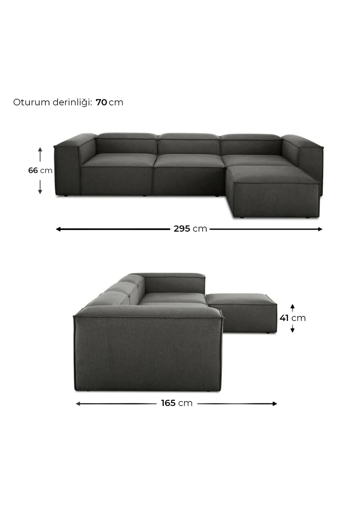 Mira Relax 4 Modül Köşe Koltuk Keten Antrasit