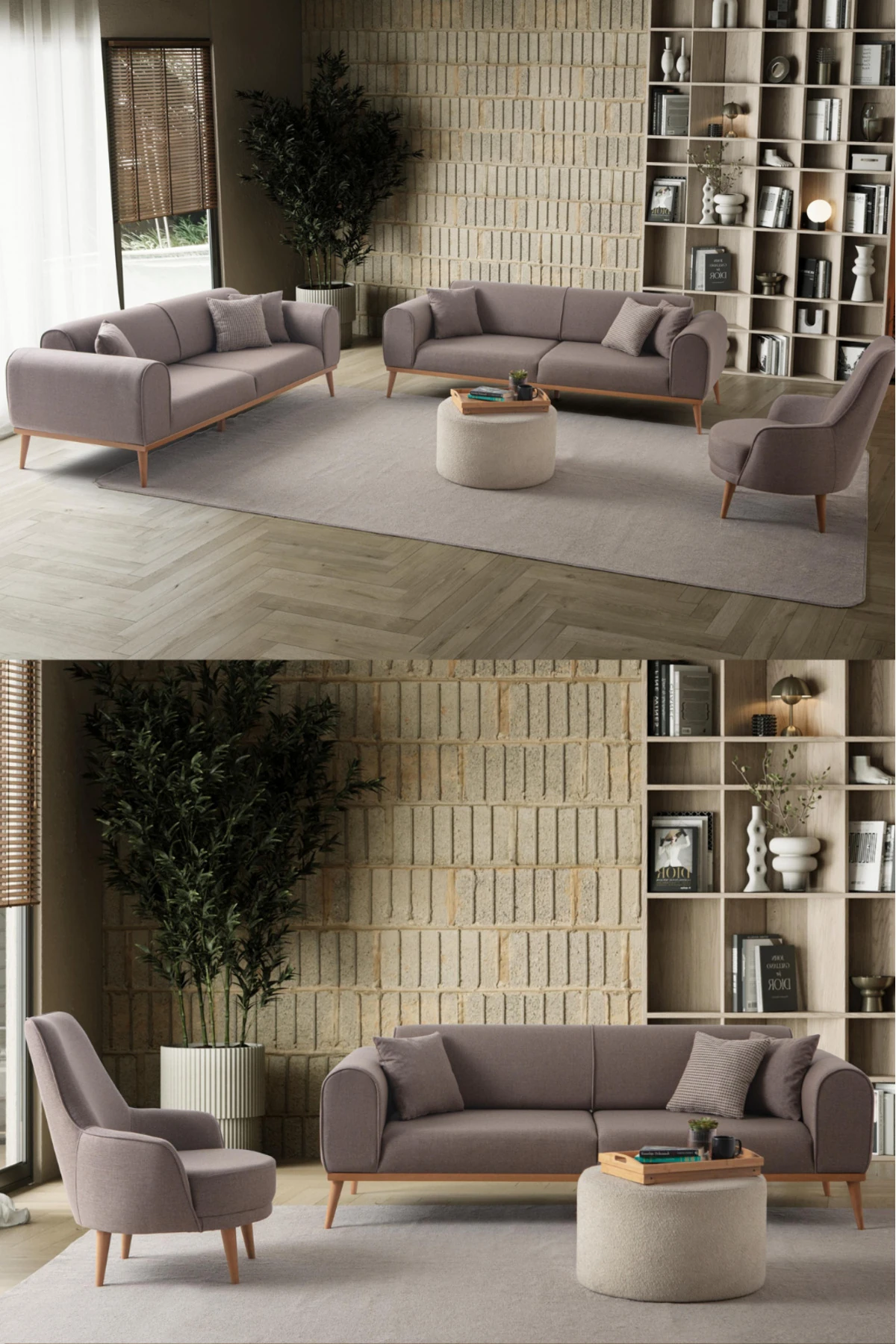 Rebull 3+3+1 Koltuk Takımı Kahverengi