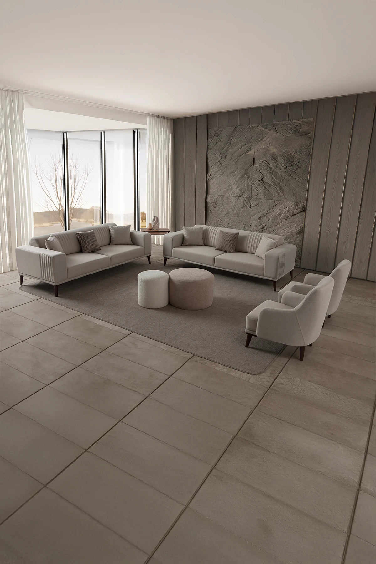 Regnar 3+3+1+1 Koltuk Takımı Krem