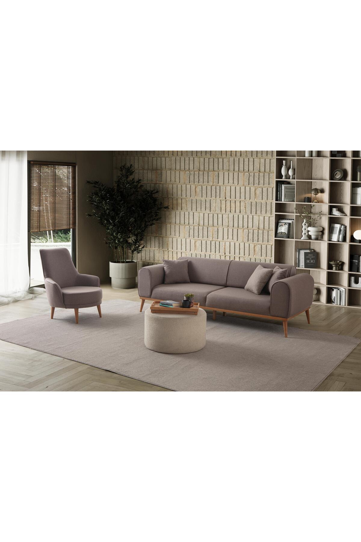 Rebull 3+1 Koltuk Takımı Kahverengi