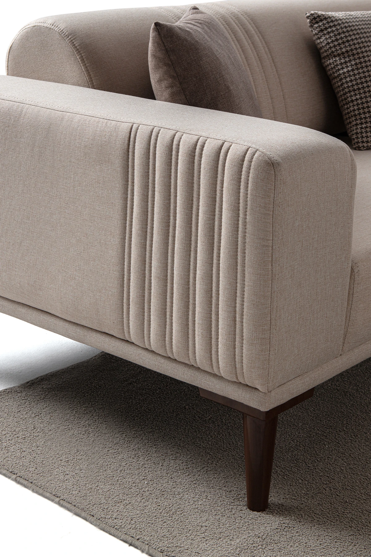 Regnar 3+3+1 Koltuk Takımı Sütlü Kahve + Kahverengi