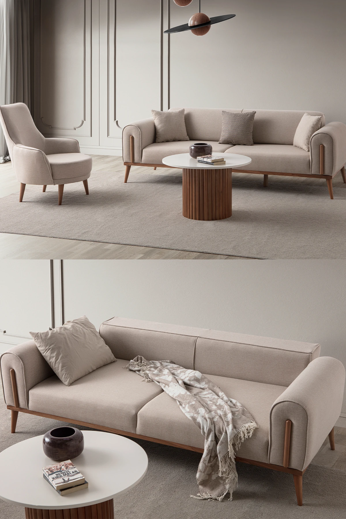 Riva 3+1 Koltuk Takımı Sütlü Kahve