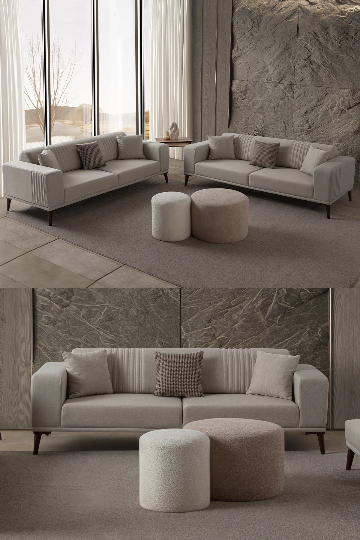 Regnar 3+3 Koltuk Takımı Krem