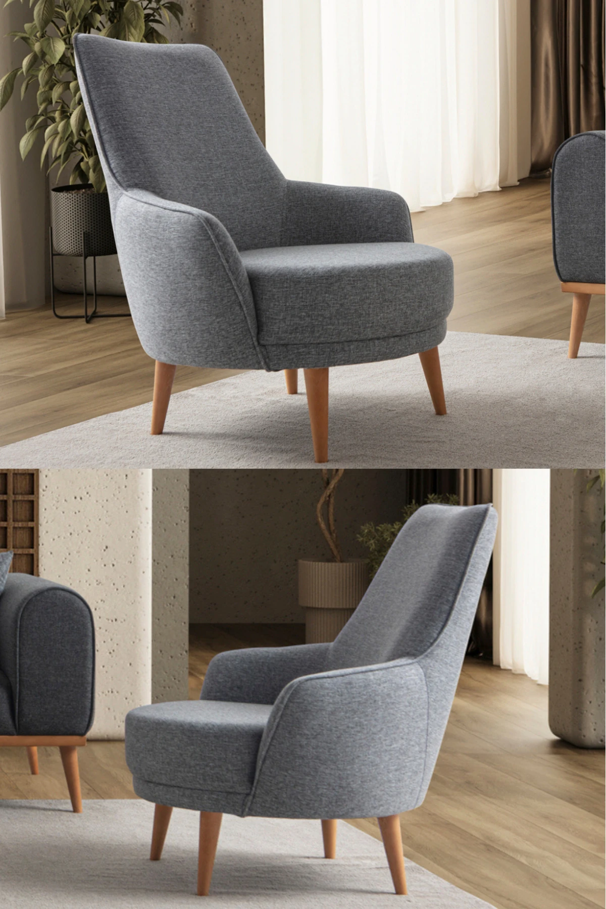 Rebul Keten Berjer Gri Tekli Koltuk