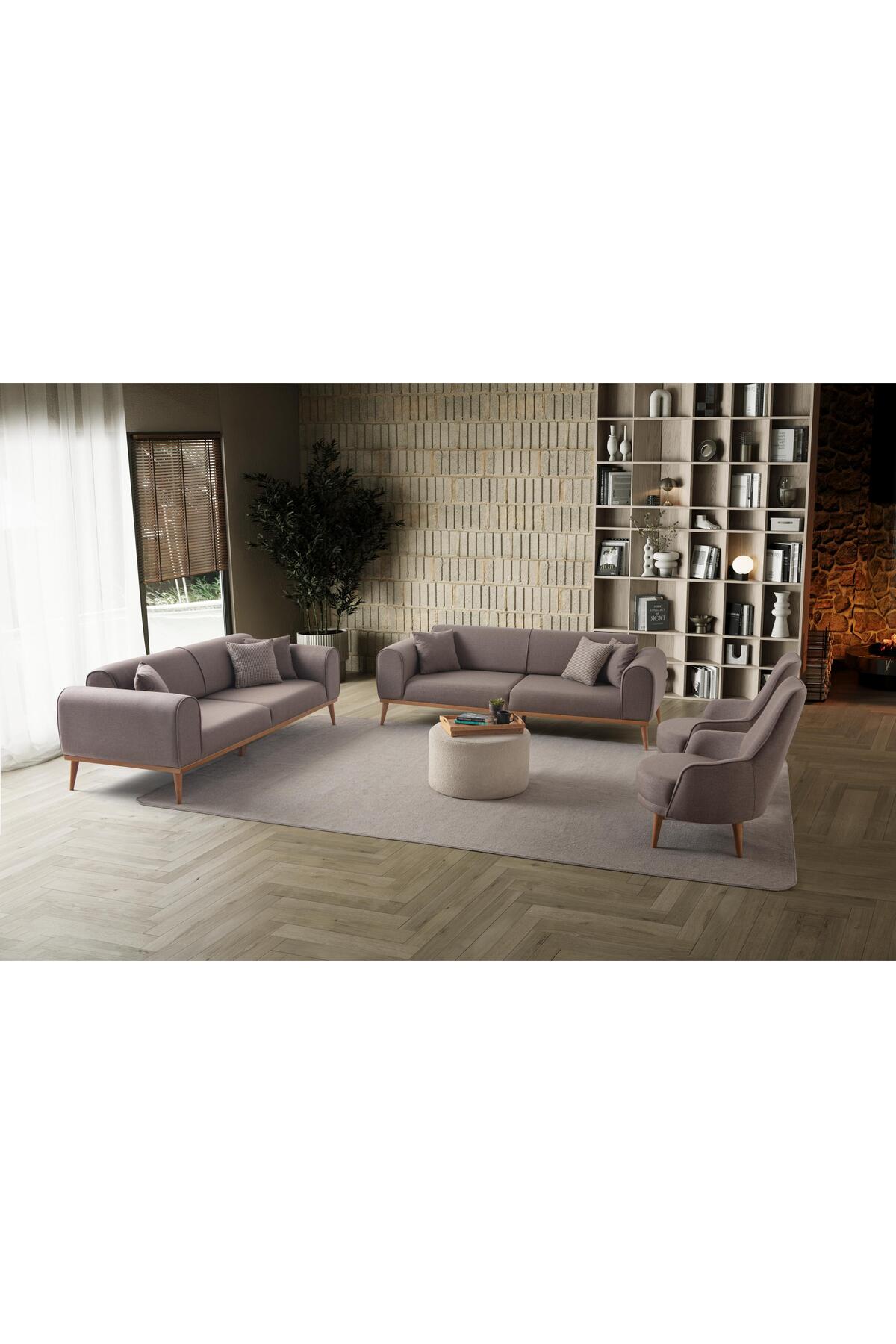 Rebull 3+3+1+1 Koltuk Takımı Kahverengi