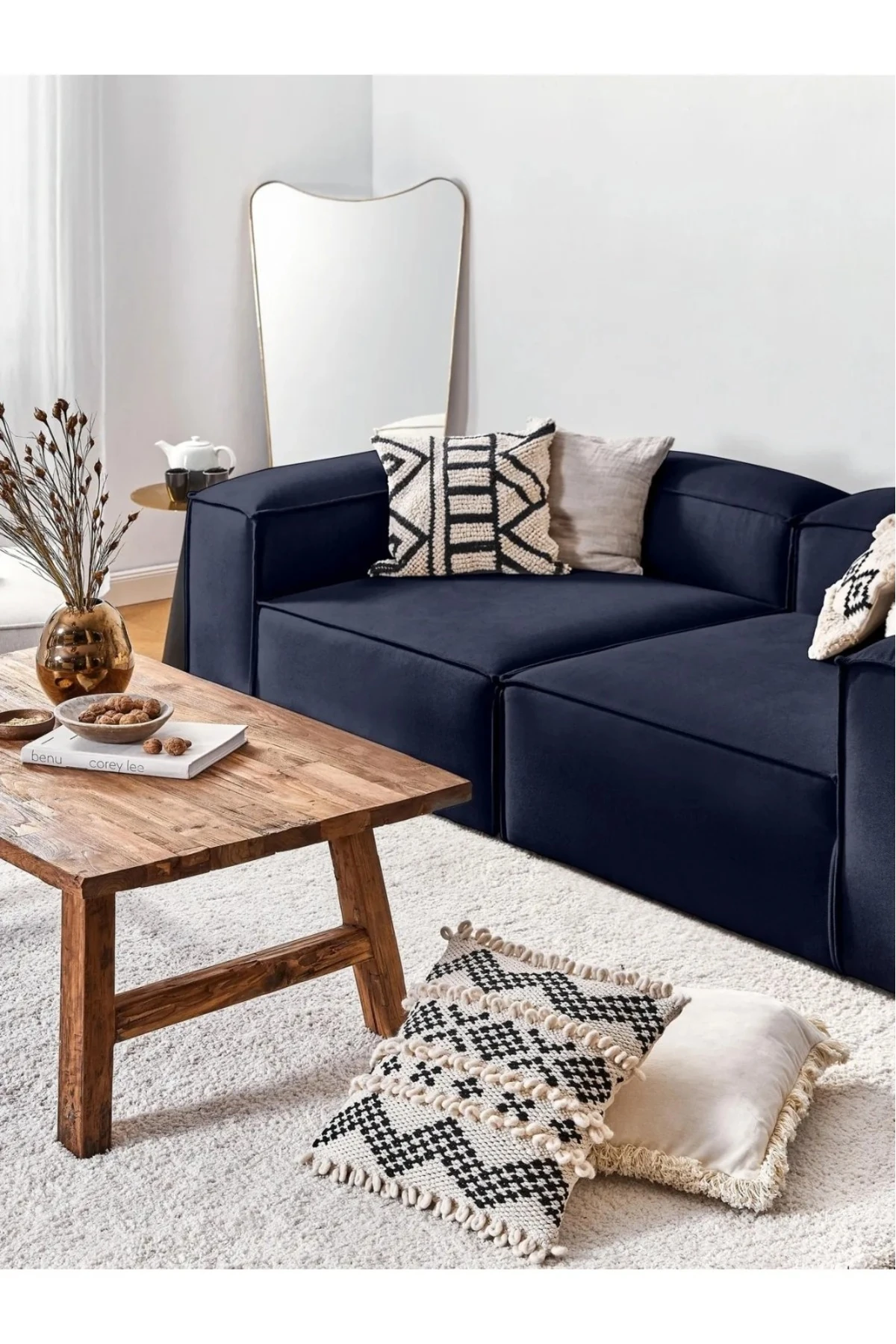 Mira 2 Modüler İkili Koltuk Keten Lacivert