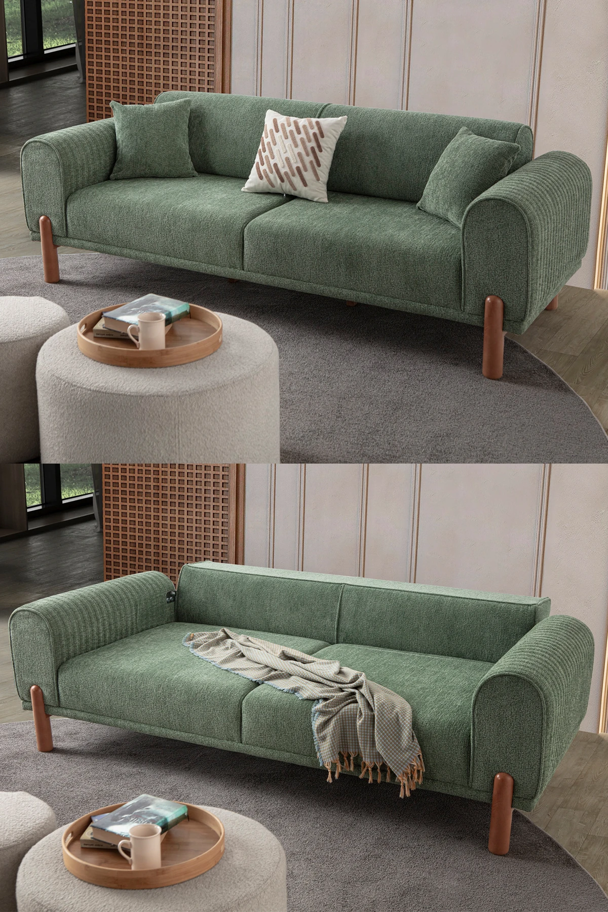 Armoni Üçlü Koltuk Yeşil