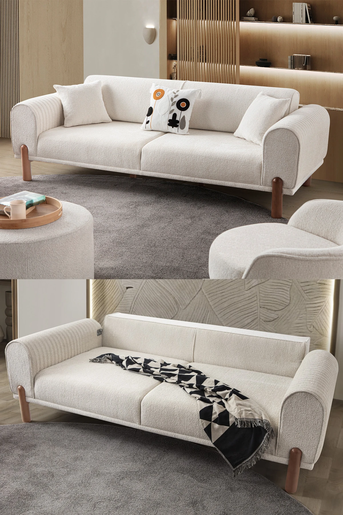 Armoni Üçlü Koltuk Krem