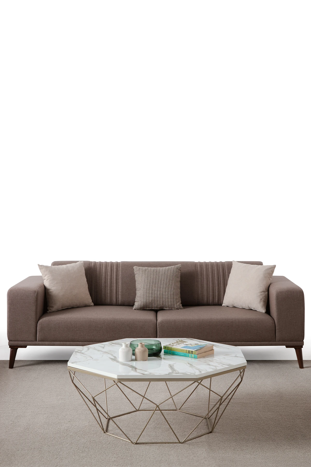 Regnar 3+1 Koltuk Takımı Kahverengi + Sütlü Kahve