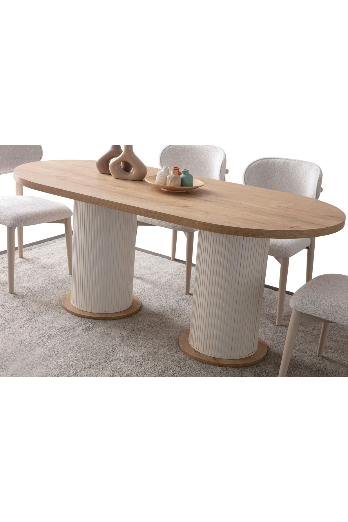 Safir Meşe Oval 4 Sandalyeli Masa Takımı