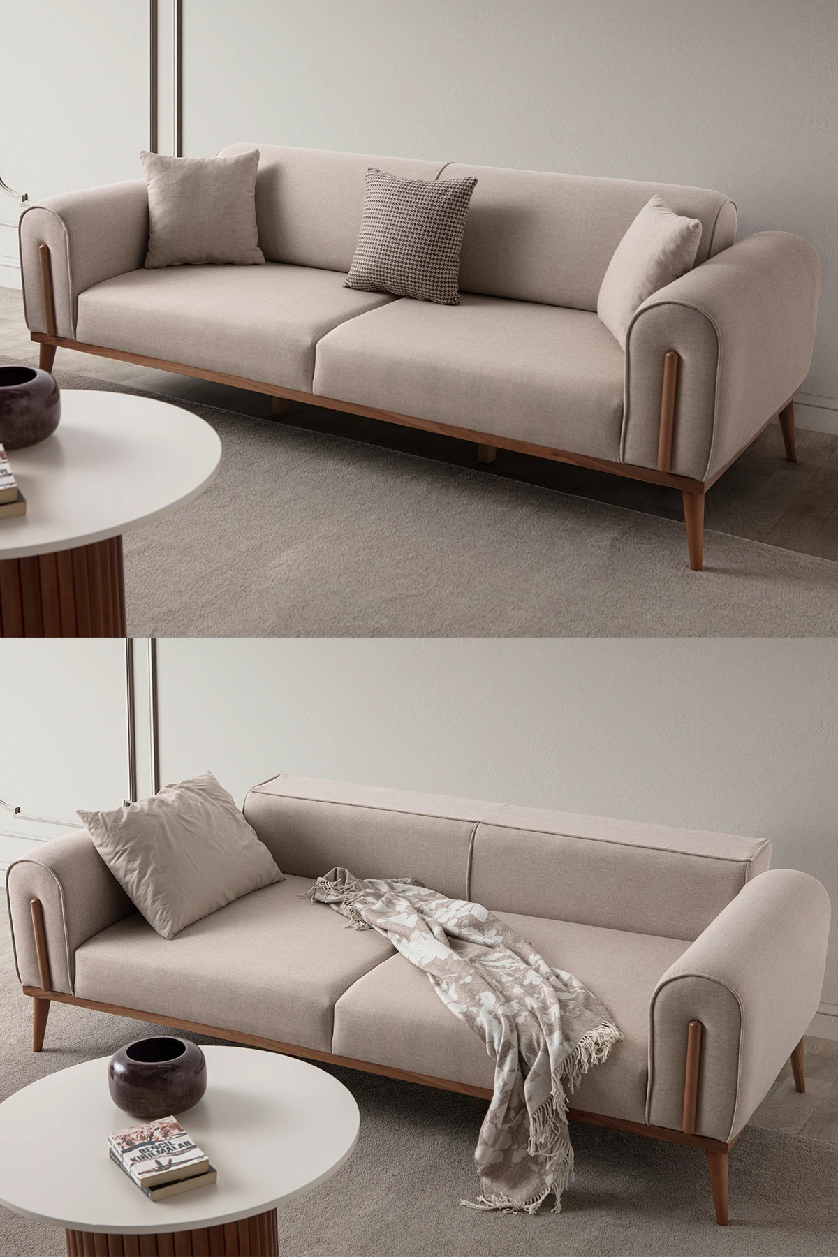 Riva Üçlü Koltuk Sütlü Kahve