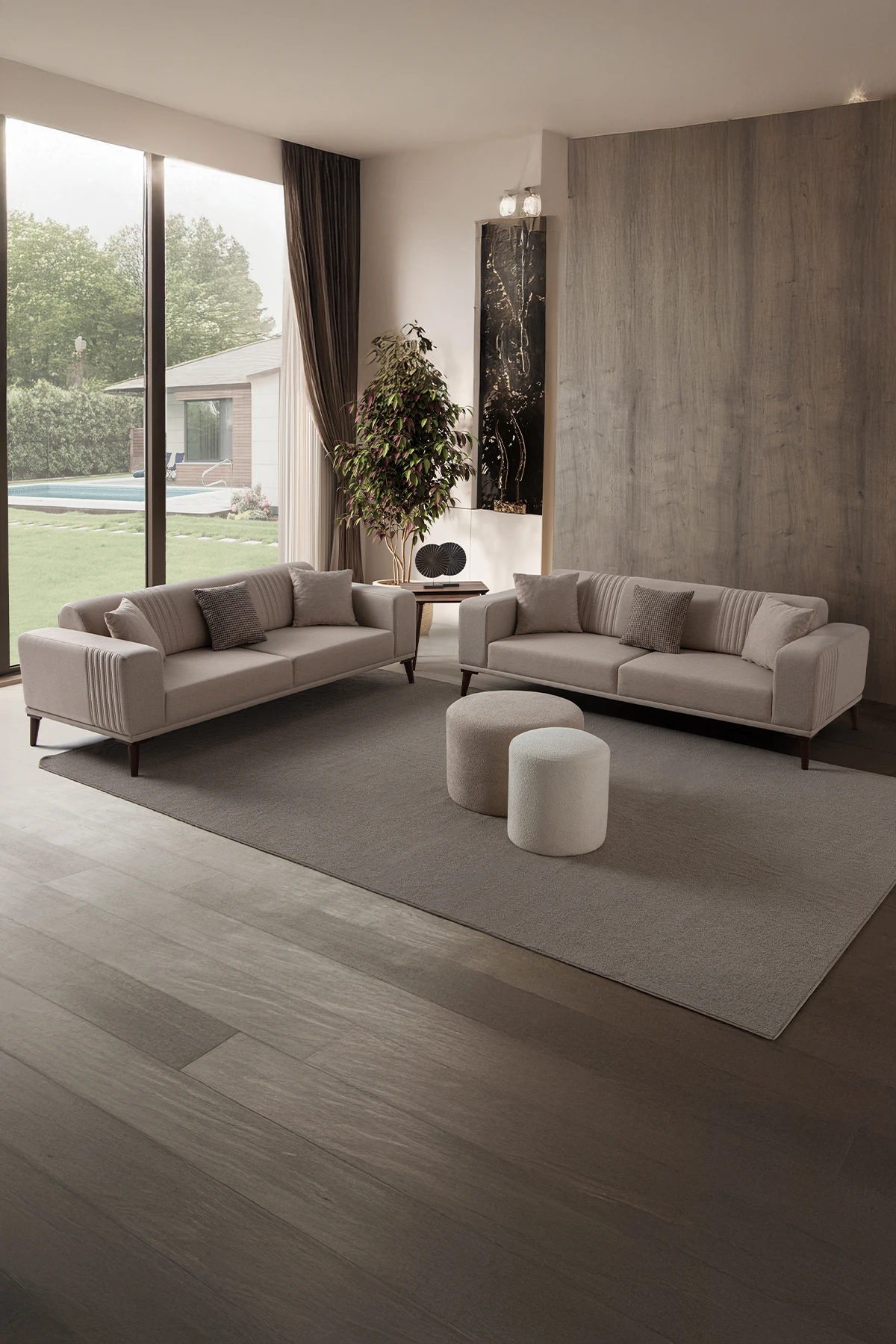 Regnar 3+3 Koltuk Takımı Sütlü Kahve