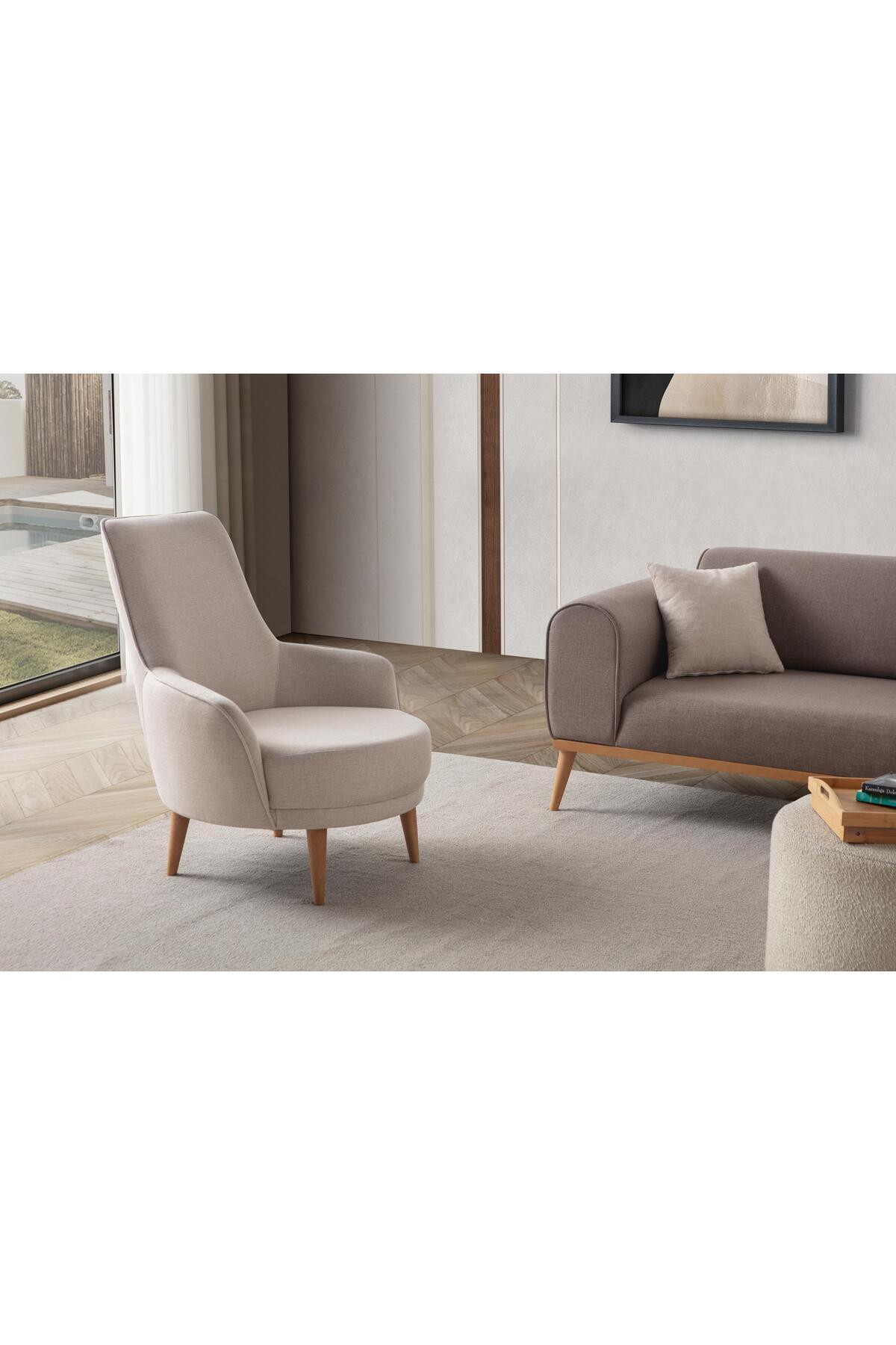 Rebull 3+3+1 Koltuk Takımı Kahverengi + Sütlü Kahve