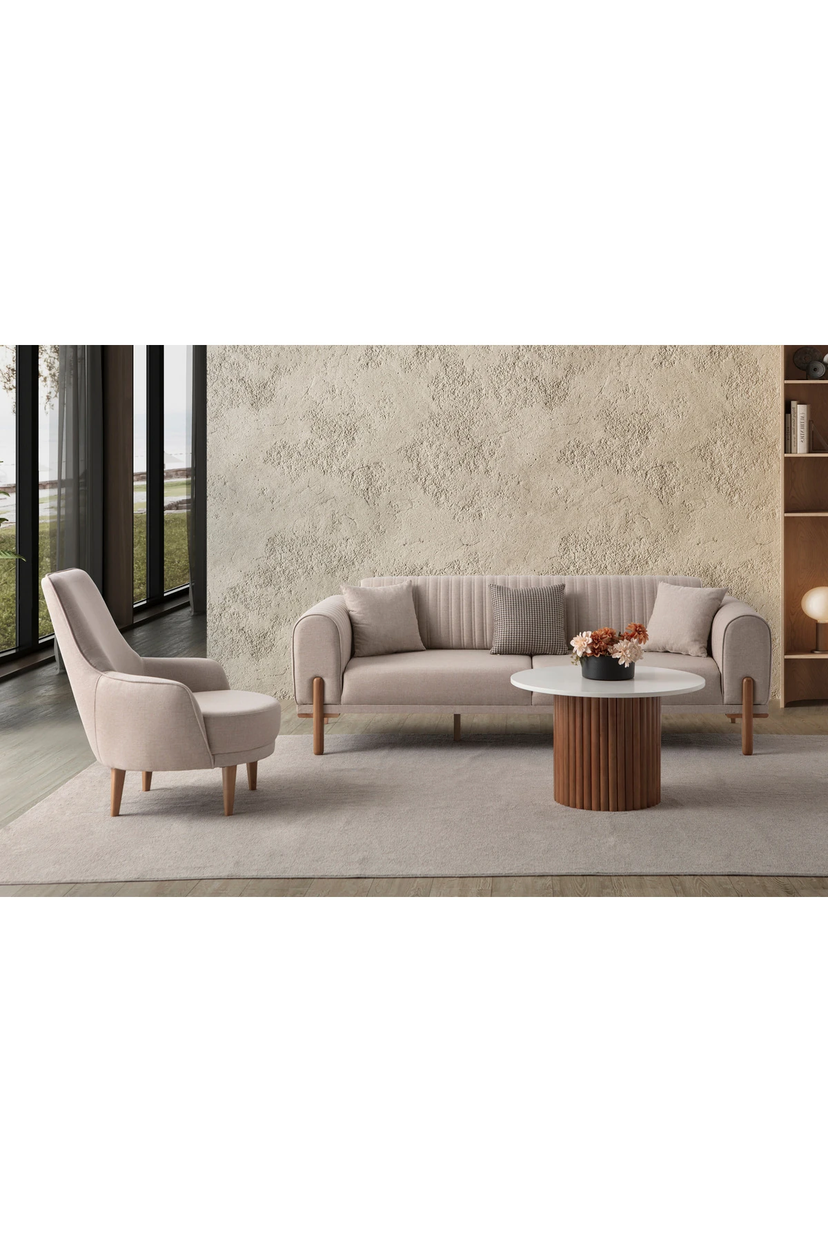 Galata 3+3+1+1 Koltuk Takımı Sütlü Kahve