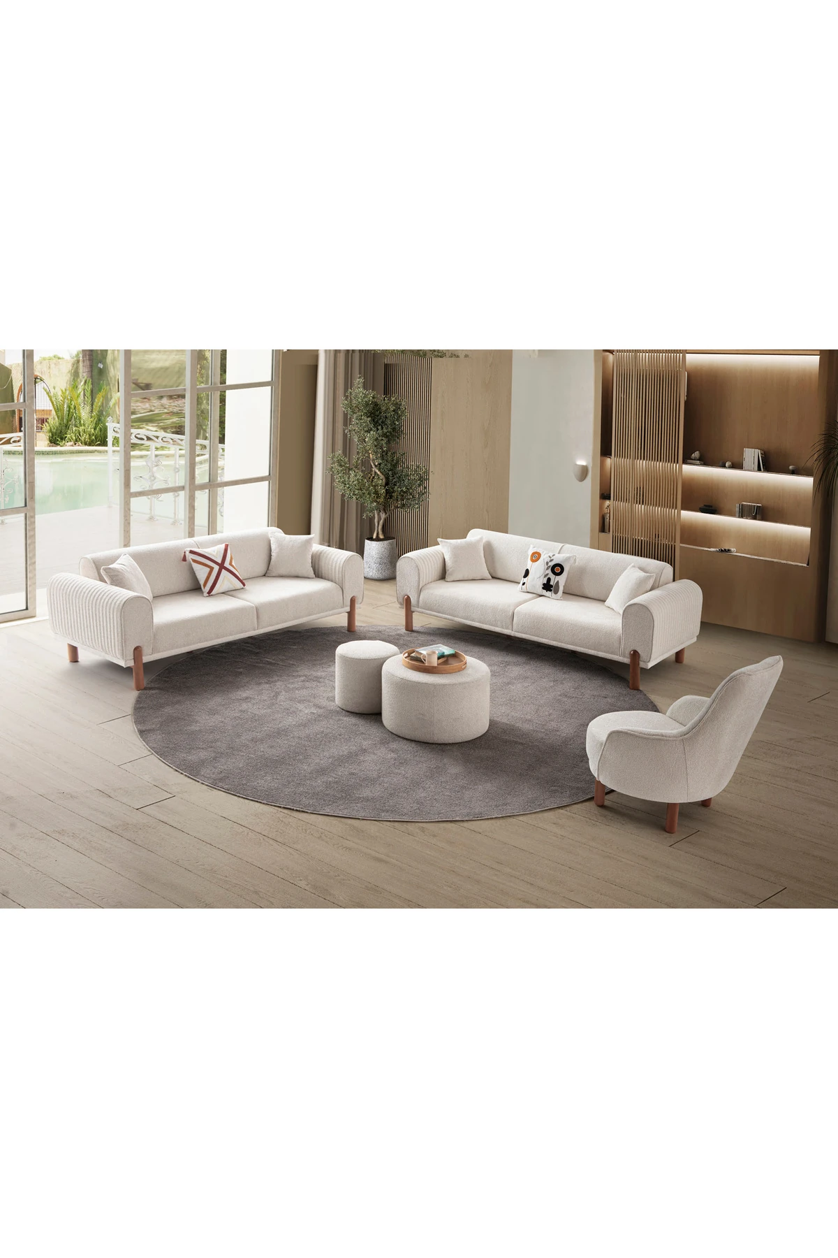 Armoni 3+3+1+1 Koltuk Takımı Krem