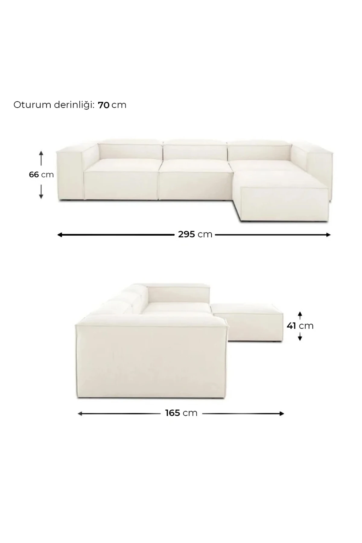 Mira Relax 4 Modül Köşe Koltuk Keten Kırık Beyaz