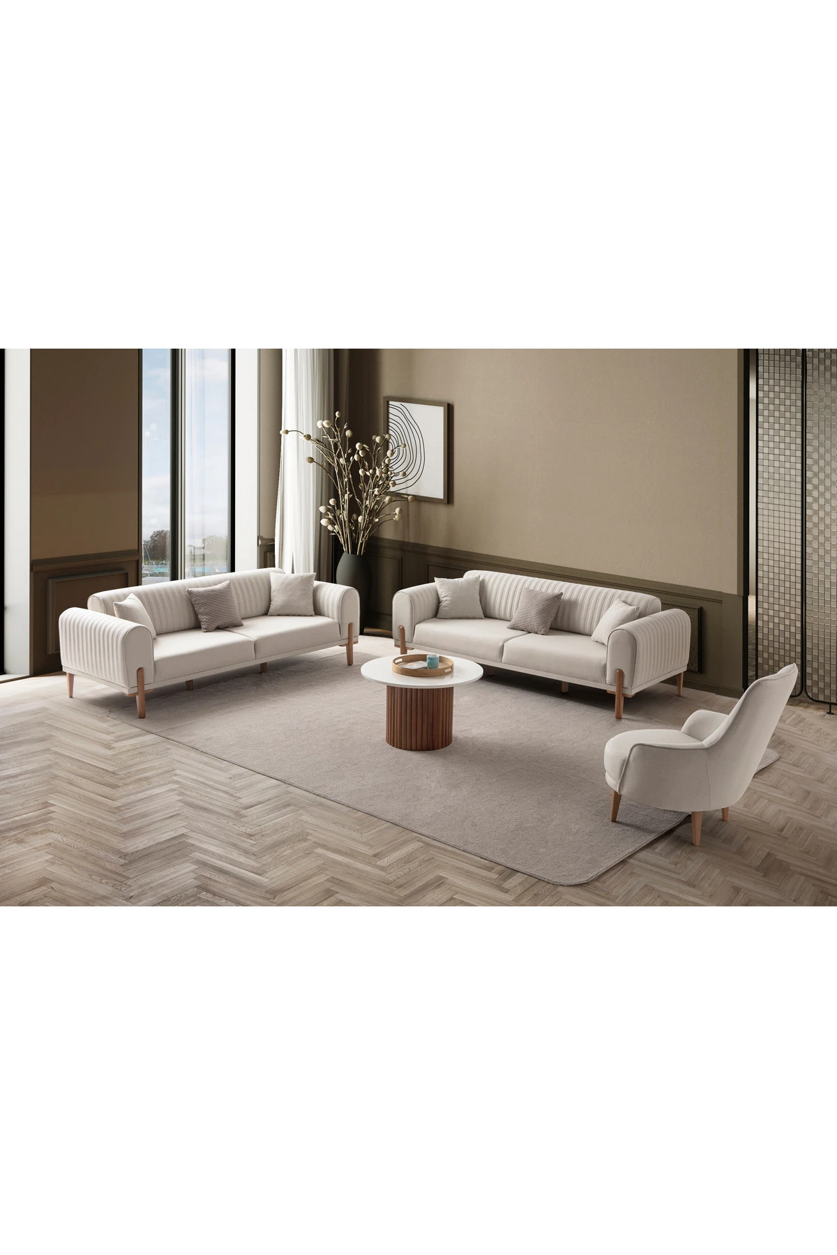 Galata 3+3+1+1 Koltuk Takımı Krem