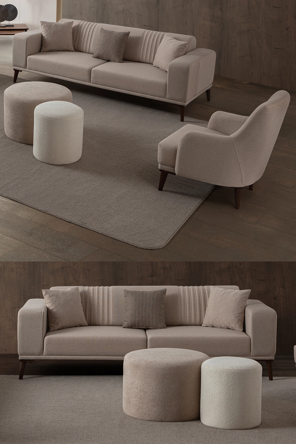 Regnar 3+1 Koltuk Takımı Sütlü Kahve