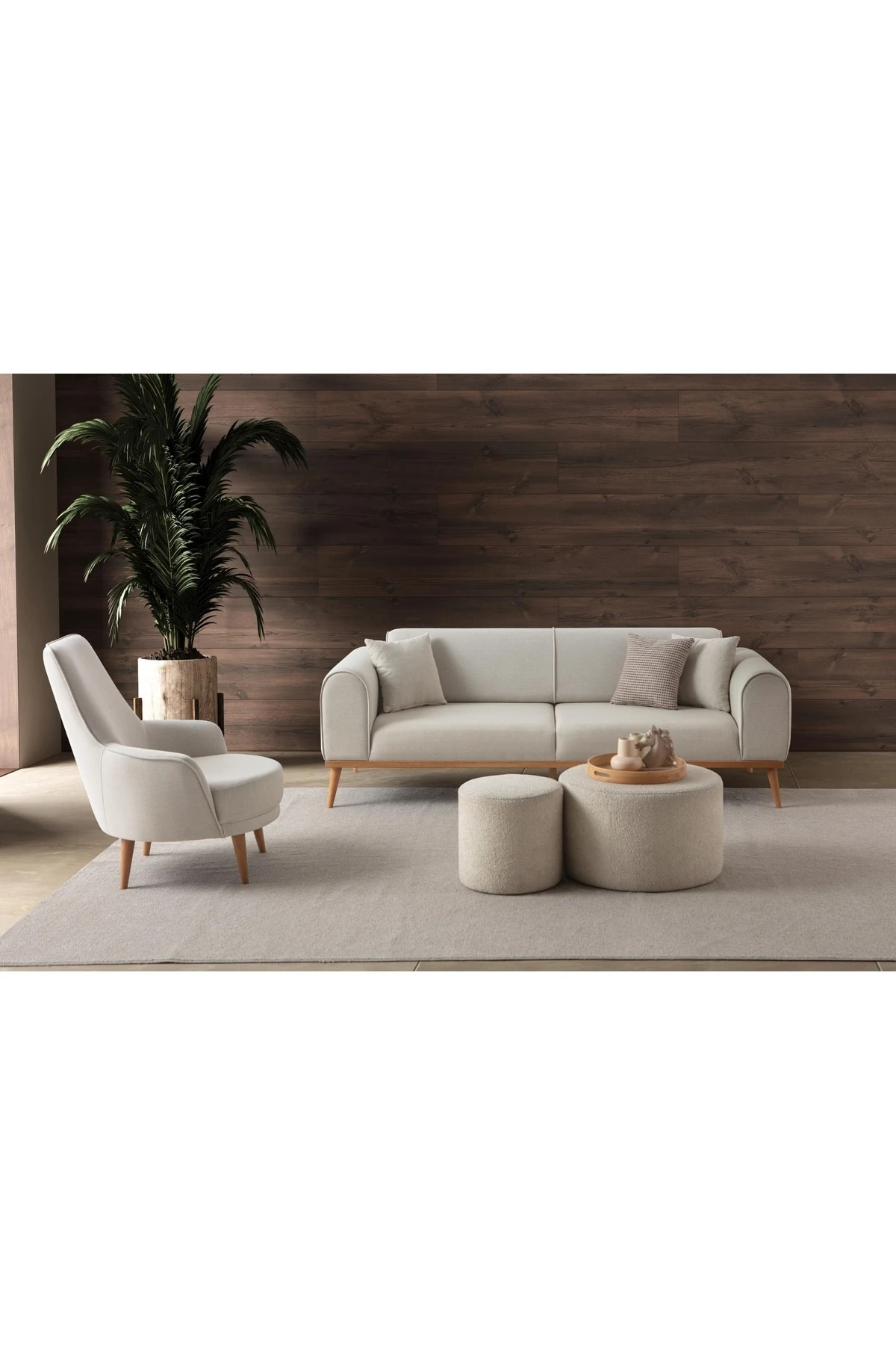 Rebull 3+3+1+1 Koltuk Takımı Bej