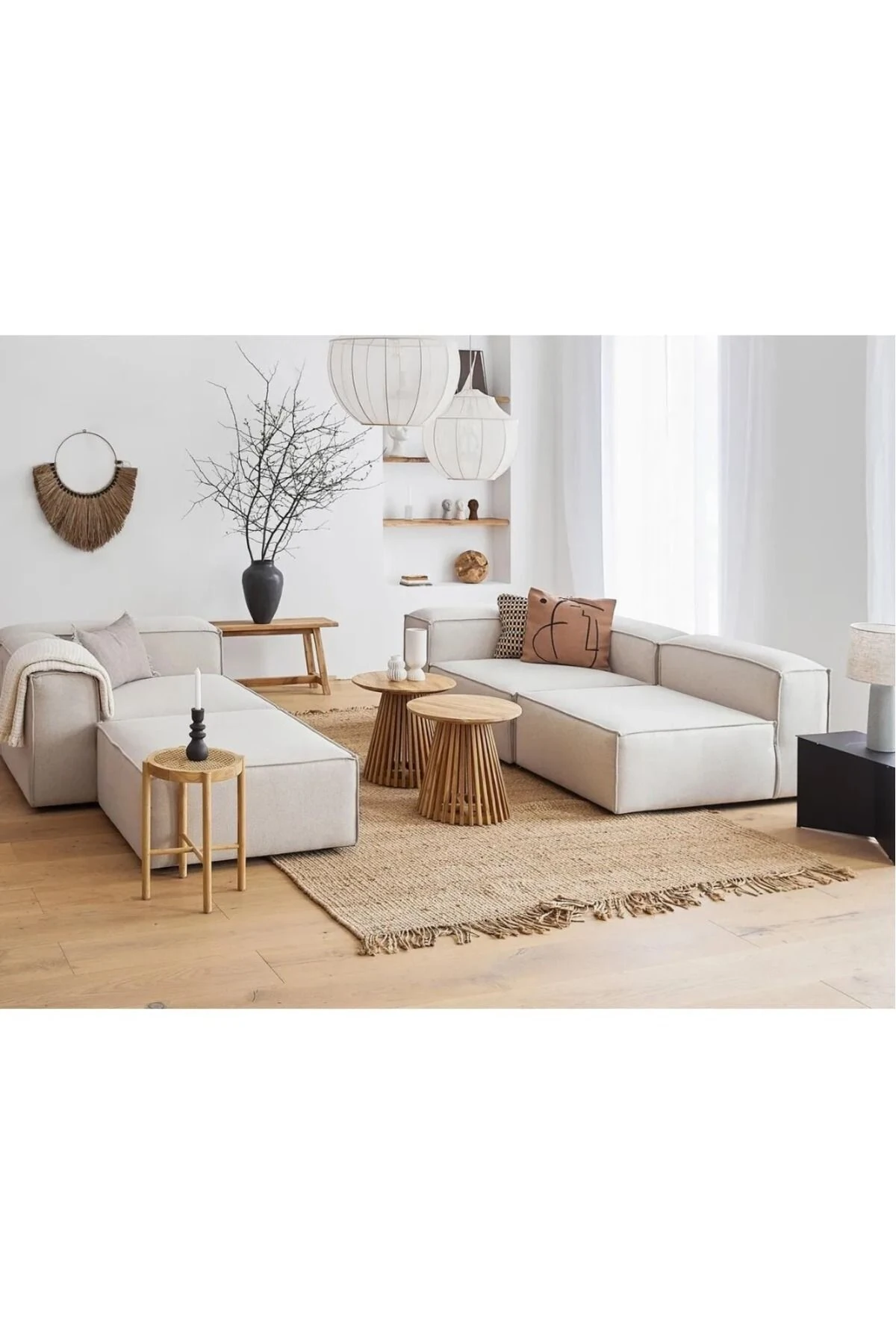 Mira Relax 4 Modül Köşe Koltuk Keten Kırık Beyaz