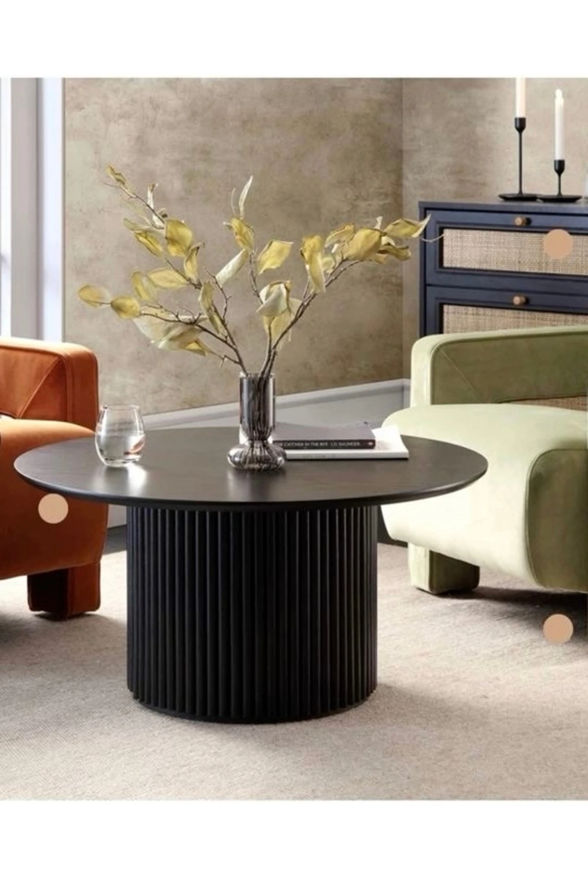 Bella Tasarım Yuvarlak Siyah Sehpa