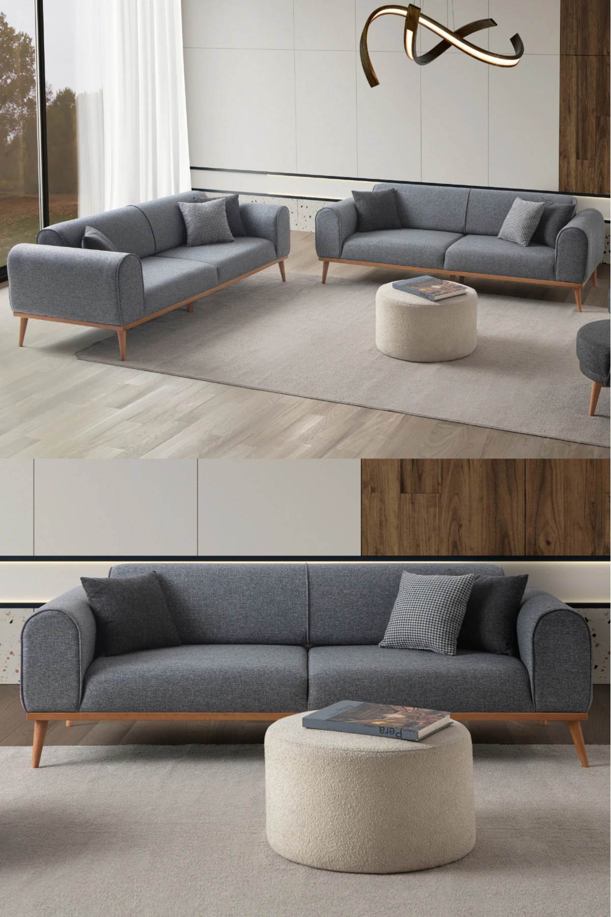 Rebull 3+3 Koltuk Takımı Gri