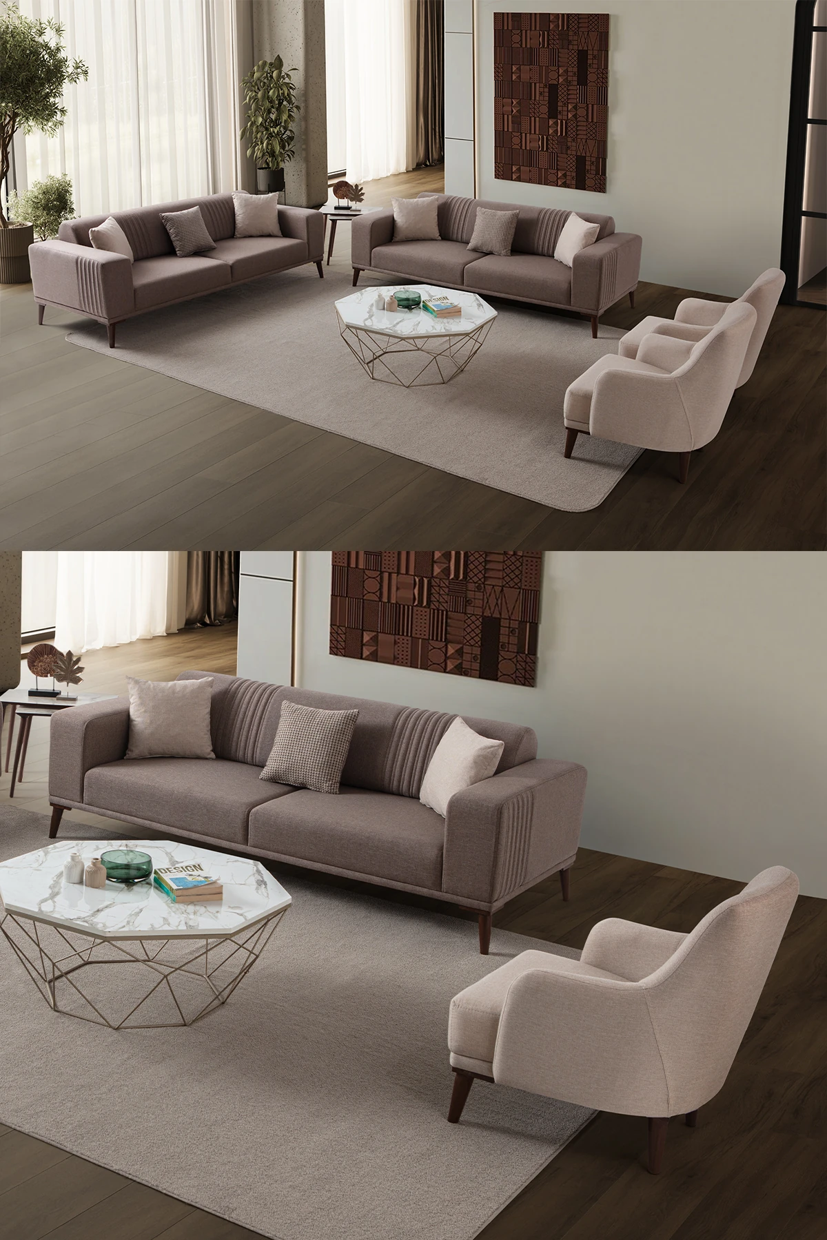 Regnar 3+3+1+1 Koltuk Takımı Kahverengi - Sütlü Kahve