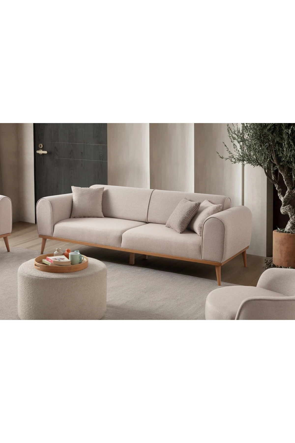 Rebull 3+3+1 Koltuk Takımı Sütlü Kahve