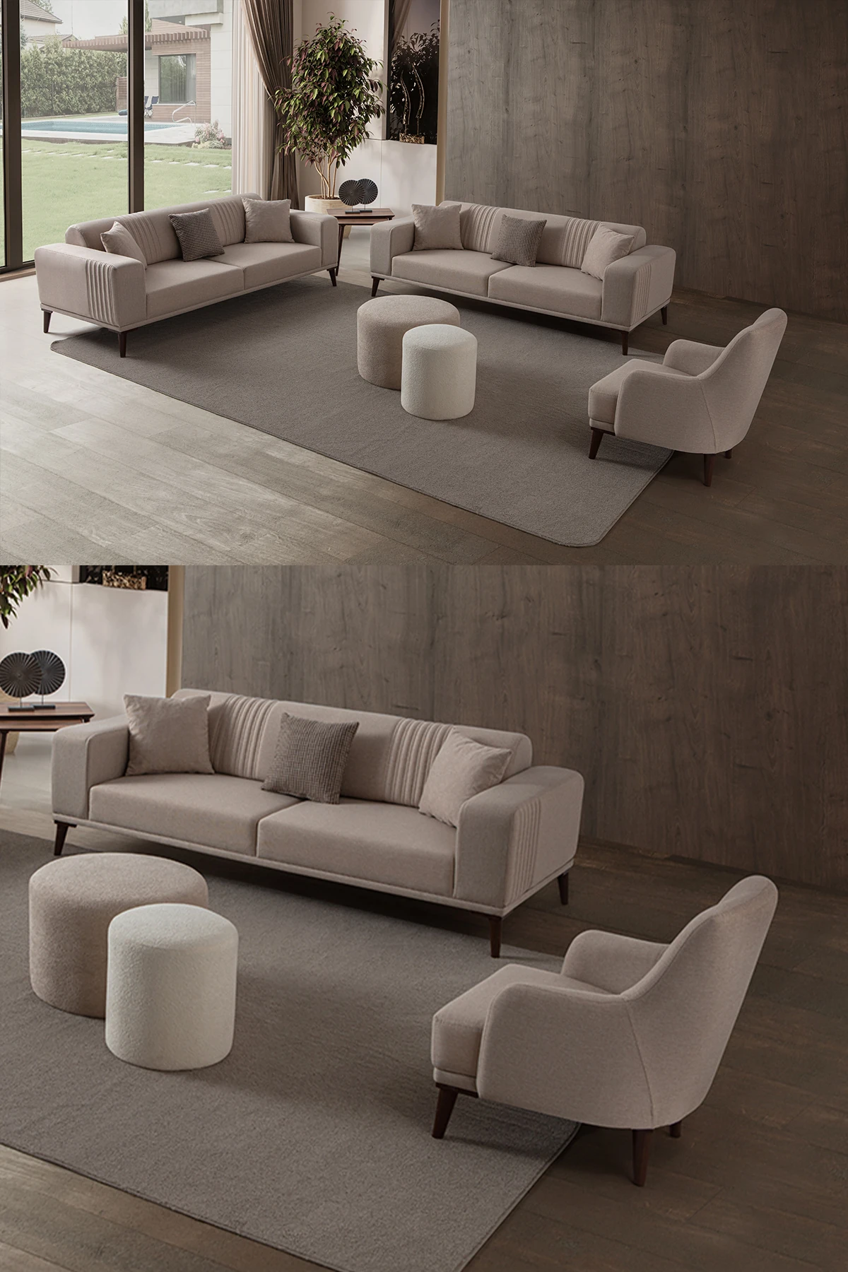 Regnar 3+3+1 Koltuk Takımı Sütlü Kahve