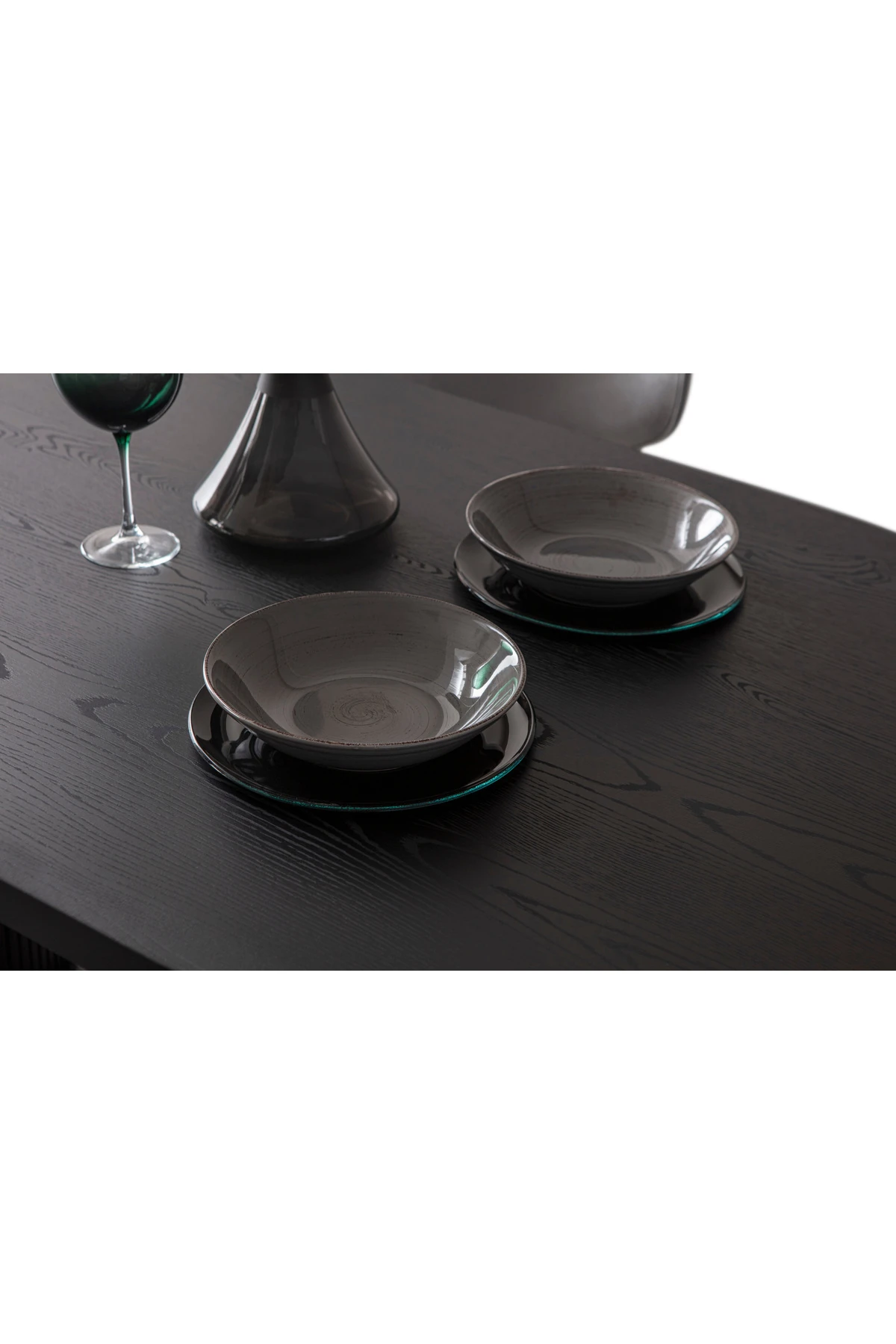 Senkron Siyah Oval 4 Sandalyeli Masa Takımı