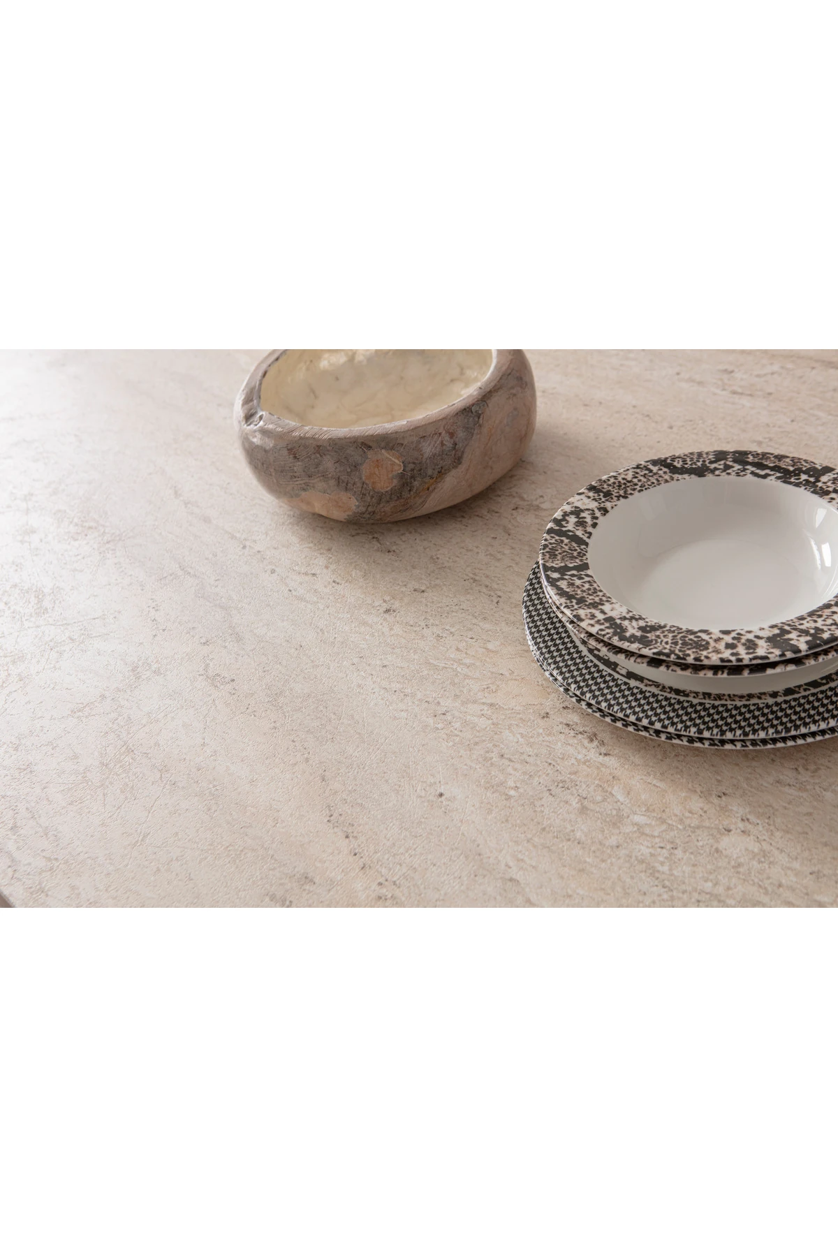 Traverten Oval 4 Sandalyeli Masa Takımı