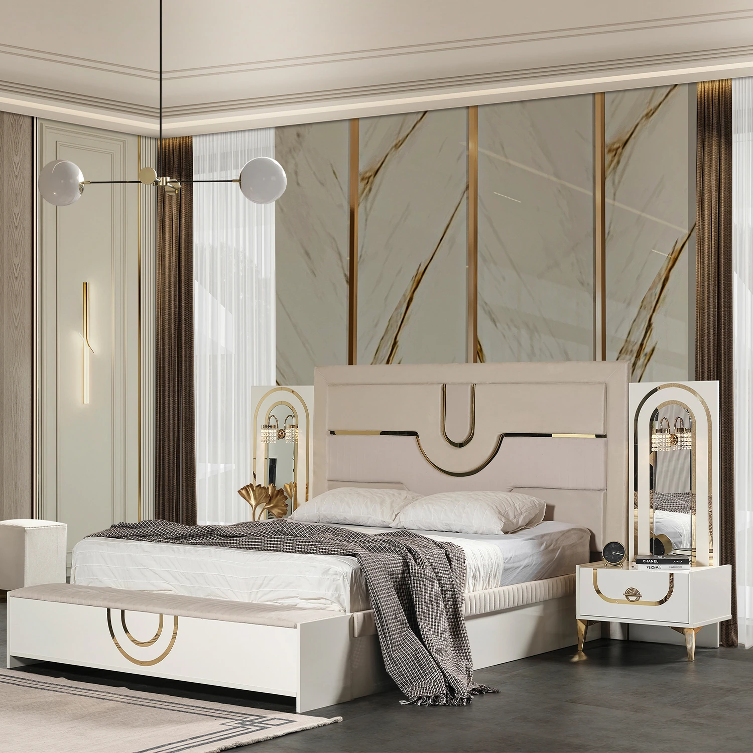 Safir Bazalı Karyola + Bench | Karyola - Edsyhome