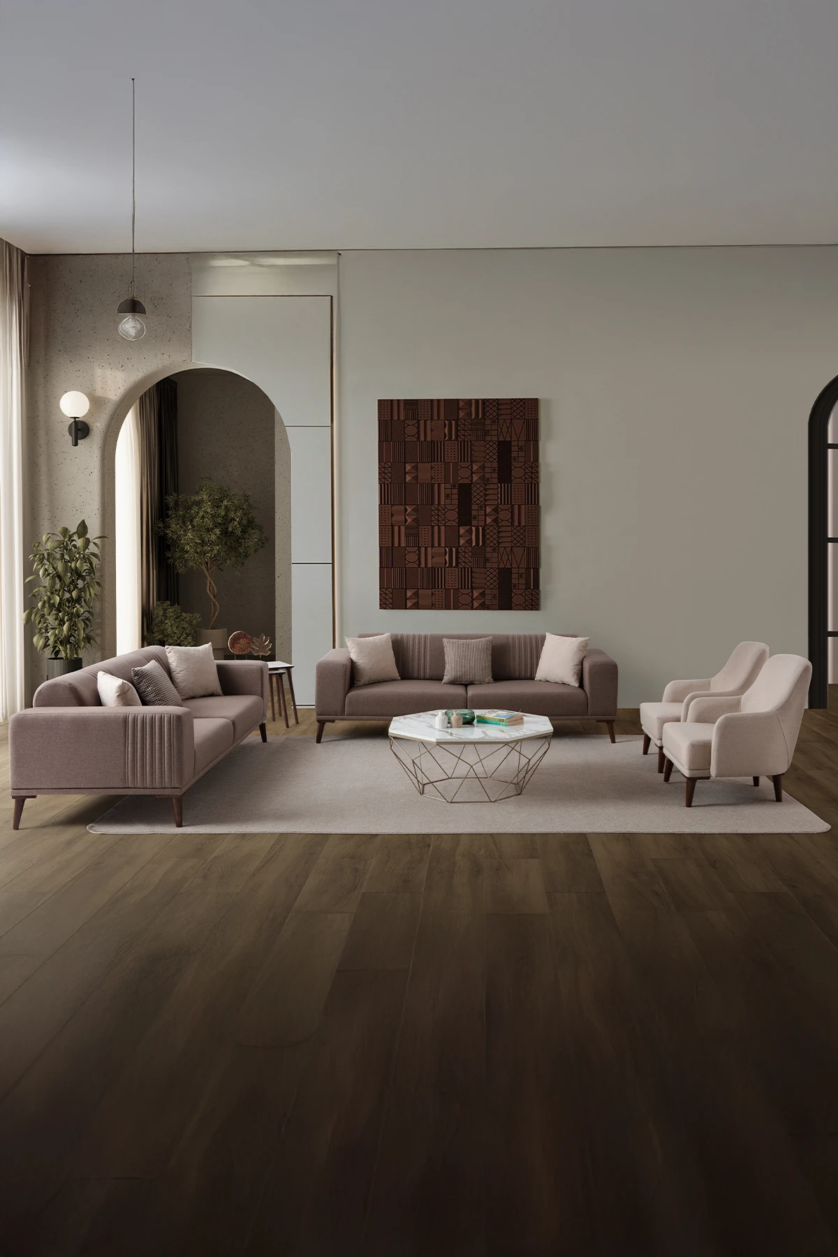 Regnar 3+3+1+1 Koltuk Takımı Kahverengi - Sütlü Kahve