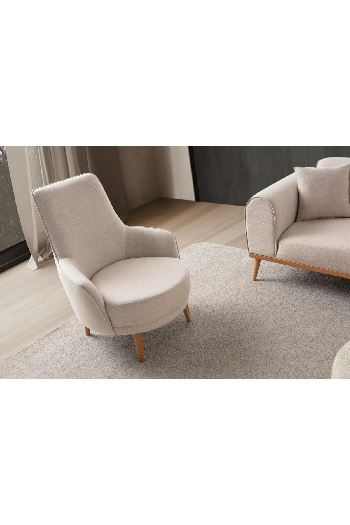 Rebull 3+3+1+1 Koltuk Takımı Sütlü Kahve