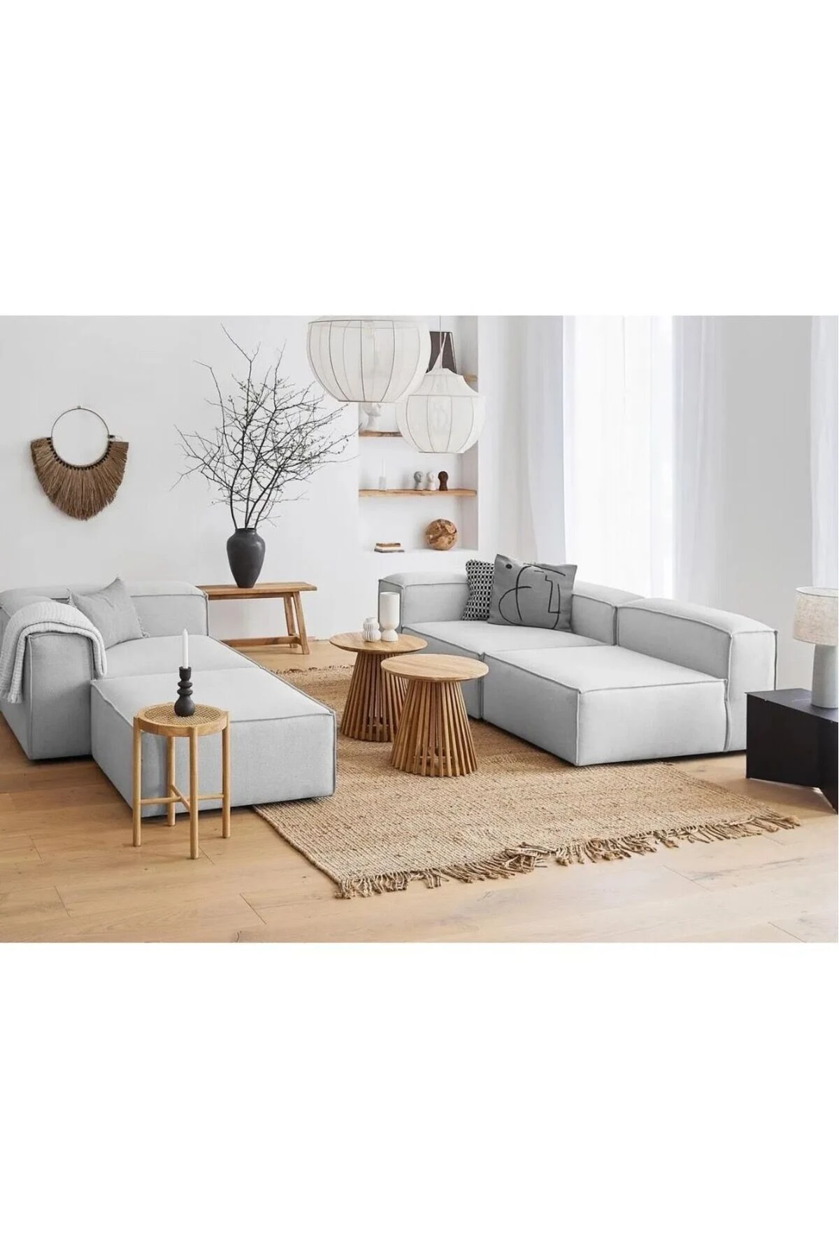 Mira Relax 4 Modül Köşe Koltuk Keten Gri