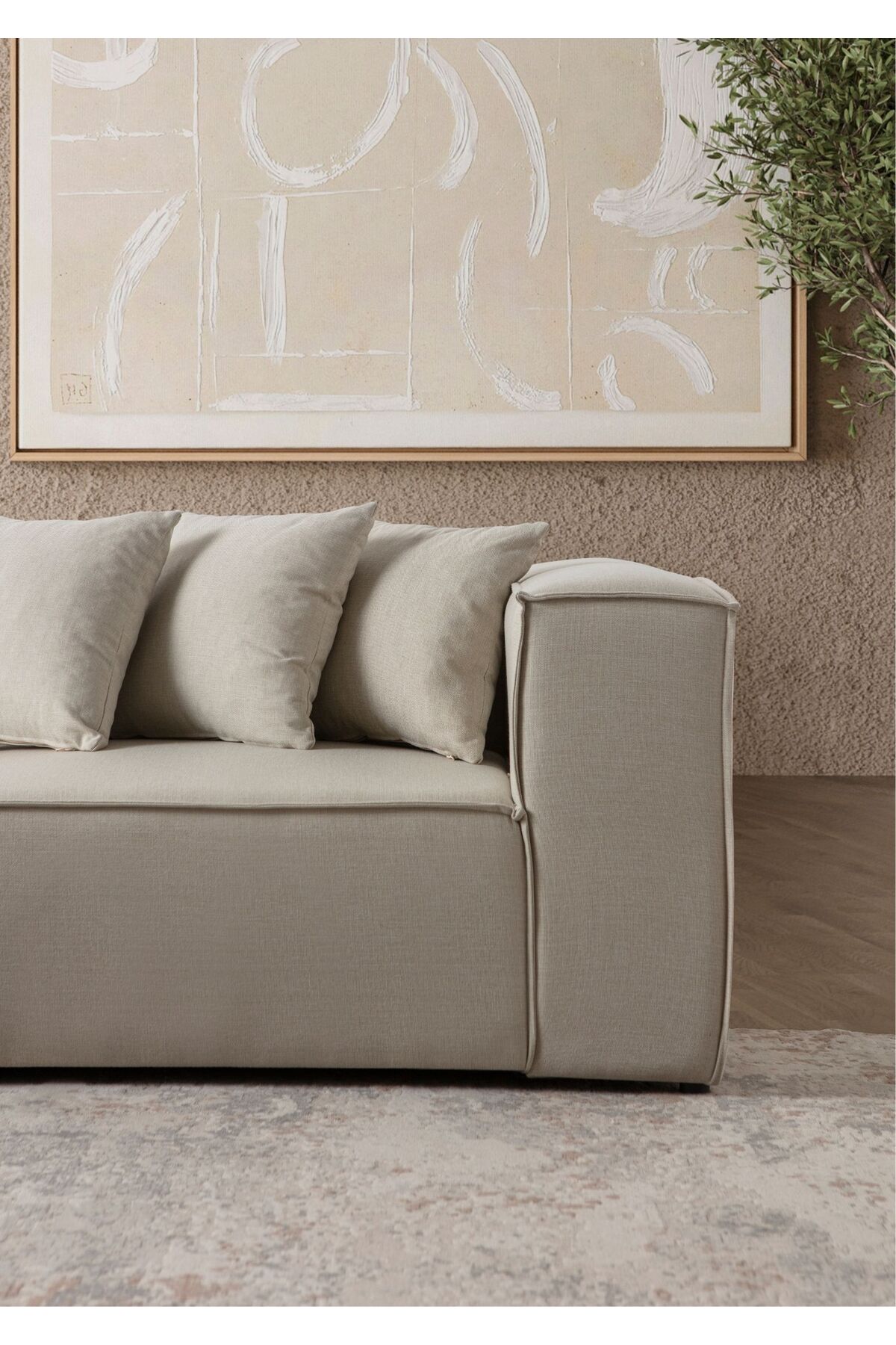 Mira Relax 4 Modül Köşe Koltuk Krem