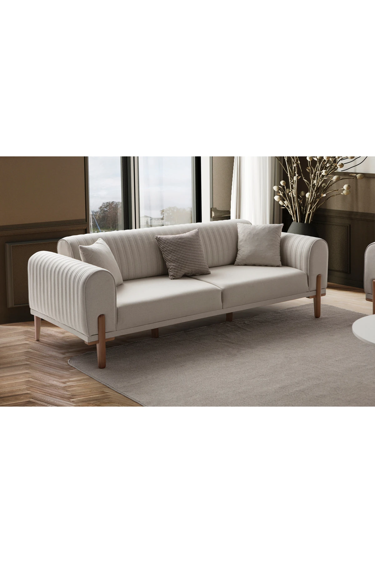 Galata Üçlü Koltuk Krem