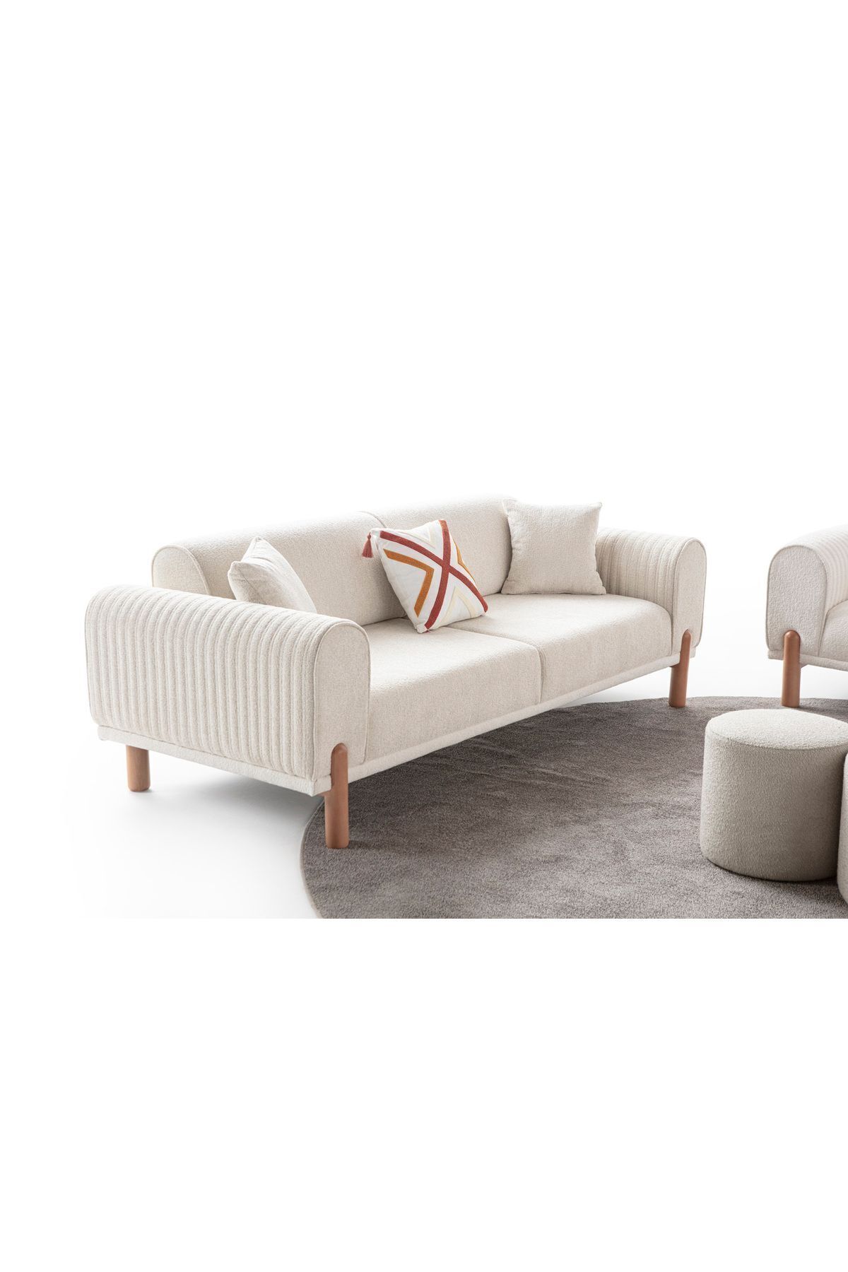 Armoni Üçlü Koltuk Krem